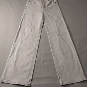 SONG Street Pant Women's Cream Beige Wide-Leg Jeans Sz 7/28 Stretch High Rise